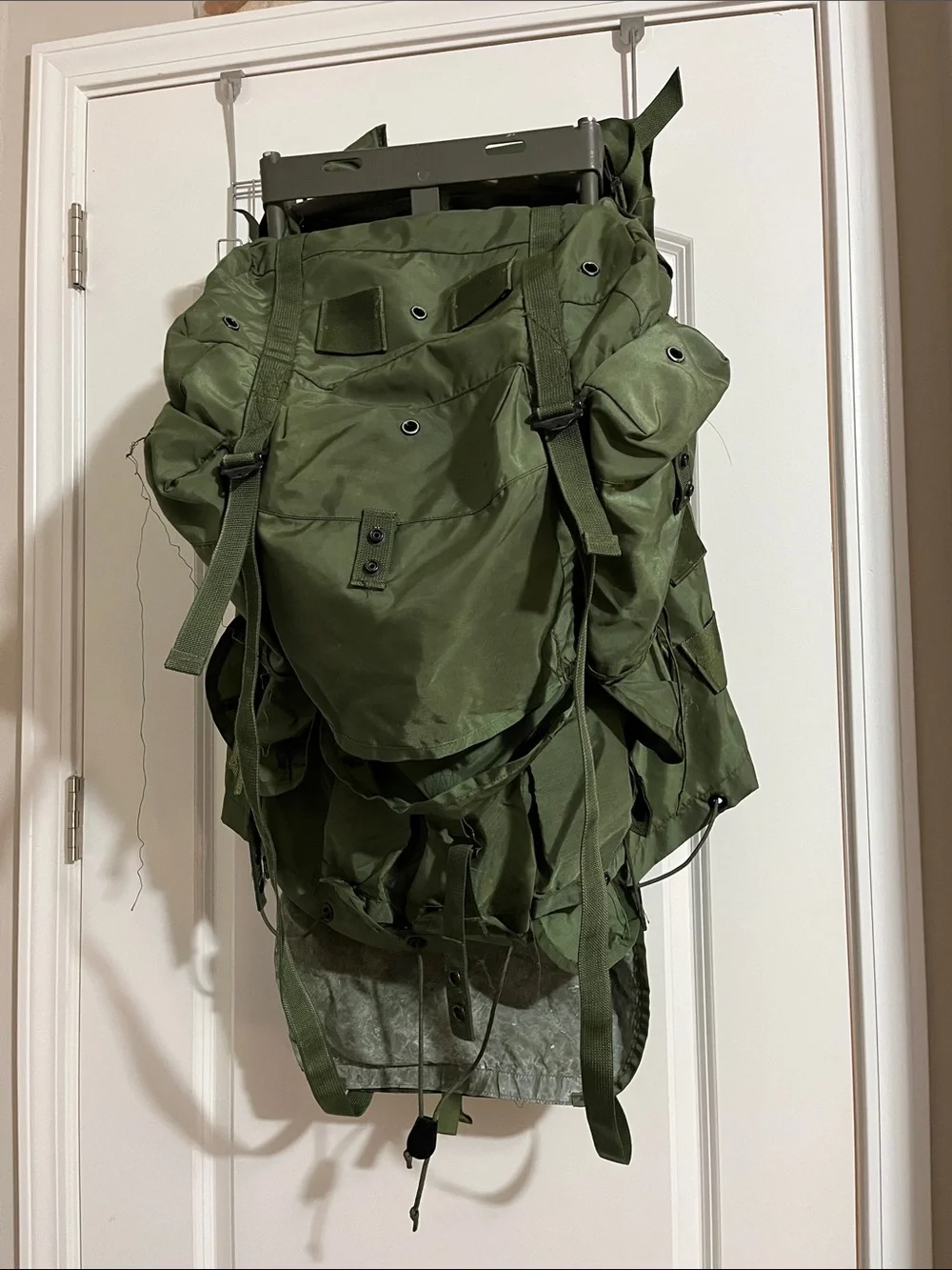 Olive Green Military-Style Rucksack Backpack